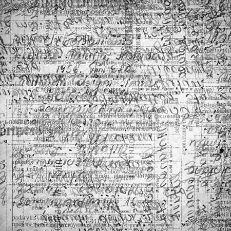Black and white vintage paper with abstract text backgroundの写真素材