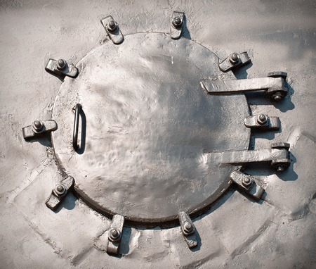 Front part of a steam engine boiler door of locomotive