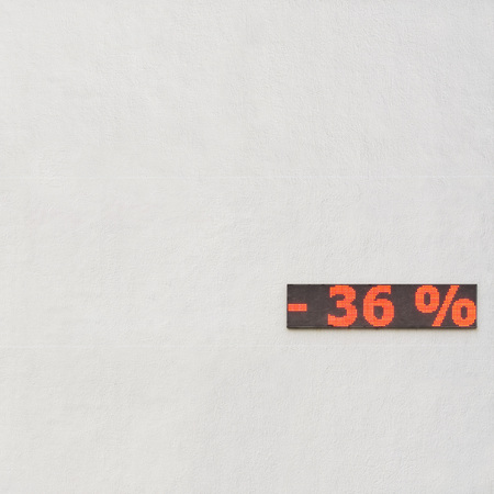 Discount 36 percent off, text written on electronic billboardの写真素材