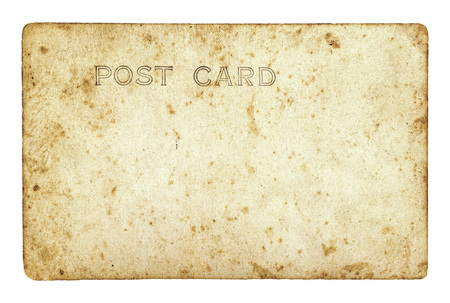 Old vintage postcard with a title POST CARD isolated on white backgroundの写真素材