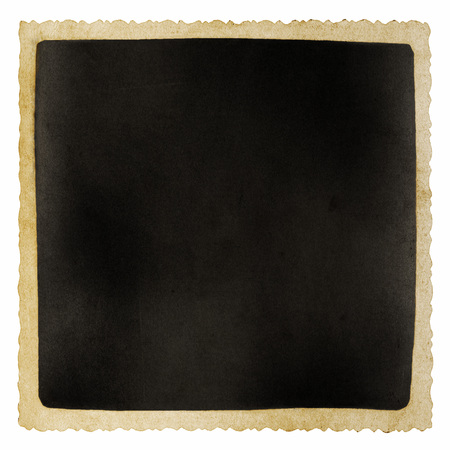 Vintage blank old black and white photo isolated on white backgroundの写真素材