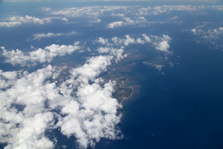 from aircraft view on the Sky and cloudの写真素材