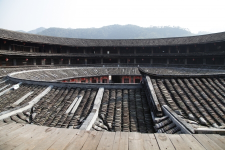 Tulou in Ping Shan, Dabu County, Guangdong, Chinaのeditorial素材