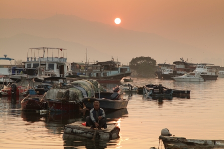 Sam Mun Tsai at Sunset time, Tai Po, Hong Kong   のeditorial素材