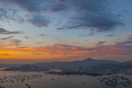 Sunset at Rambler Channel, Hong Kongの写真素材