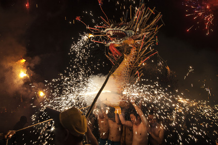 Fire Dragon Dance at Fengshun County in Guangdong