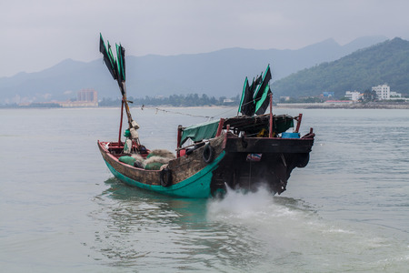 Chinese Fishing boat in Guangdongの写真素材