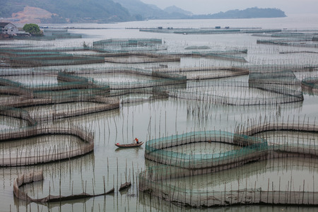 Fish farms at Xiapuの写真素材