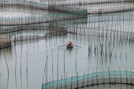 Fish farms at Xiapuの写真素材
