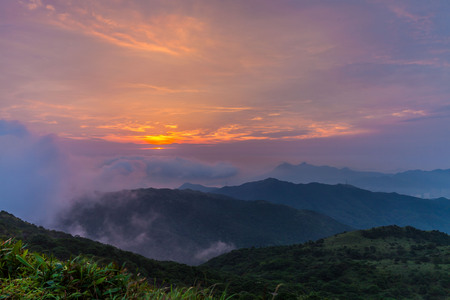 Waves of Fog in Tai Mo Shanの写真素材