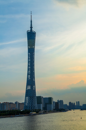 Pearl River at night, Guangzhou, Chinaのeditorial素材