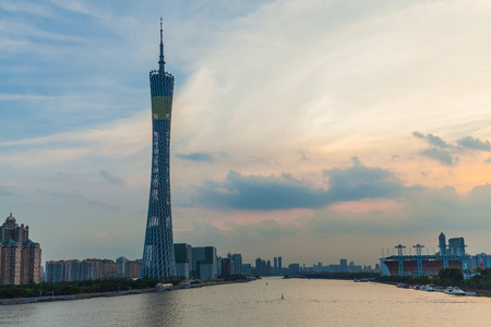 Pearl River at night, Guangzhou, Chinaのeditorial素材