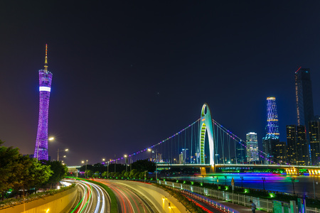 Guangzhou City at night, Guangzhou, Chinaのeditorial素材