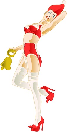 attractive girl in santa's red top and slipのイラスト素材