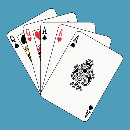 full house aces queens on blueのイラスト素材