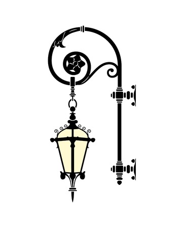 italian forged iron elegant street lampのイラスト素材