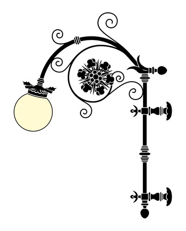 italian forged iron elegant street lampのイラスト素材