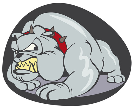 Cruel bulldog cartoon with red spiked collarのイラスト素材