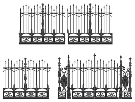 Wrought iron gate and modular fencesのイラスト素材