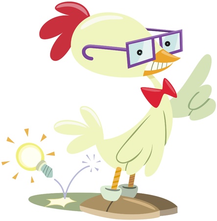 funny nerd chicken has an ideaのイラスト素材