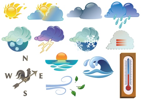 weather symbols coloured only with linear gradients  Each symbol is grouped and easily selectableのイラスト素材