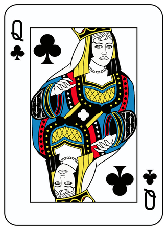 Queen of clubs playingcard inspired by french traditionのイラスト素材