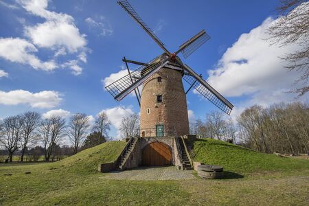 Krefeld - The Windmill Geismuehle which has been built around 1300 and has been documented in 1575, North Rhine Westphalia, Germany, Krefeld, 26.02.2018のeditorial素材