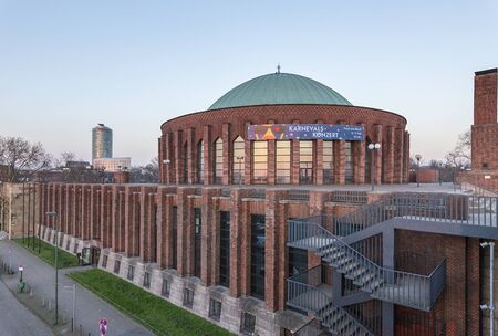Duesseldorf - View to Concert Hall at Sunset which has been build in 1926 originally for an exhibition as planetarium, North Rhine Westphalia, Germany, Duesseldorf, 07.02.2018のeditorial素材