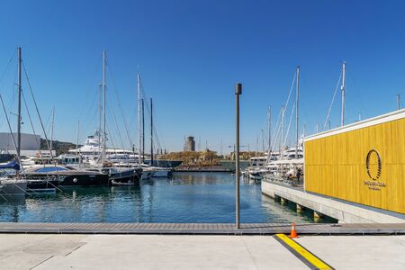 Barcelona - View towards to Marina Yacht Club, Catalonia, Spain, Barcelaona, 07.04.2016のeditorial素材