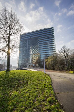 Duesseldorf - View to City Gate of Duesseldorf, North Rhine Westphalia, Germany, Duesseldorf, 11.01.2018のeditorial素材