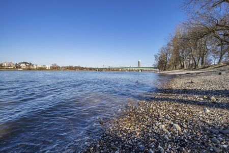 Cologne - View  to Zoo Bridge from River Rhine Park, North Rhine Westphalia, Germany, Cologne, 23.02.2018のeditorial素材
