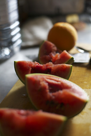 Watermelon kitchen sceneの写真素材
