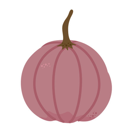 Purple Vegetable pumpkin. Vector. Autumn pumpkin symbol for Halloween or Thanksgiving. Flat design. Hand drawnのイラスト素材