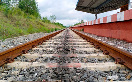 No trains on the railway track due to shut down. Bolagarh PH. Odisha, India. Dt. April 26, 2020.のeditorial素材