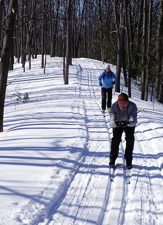 Active  Boomers on the nordic ski trails in Wasaga Beach, Ontario. の写真素材