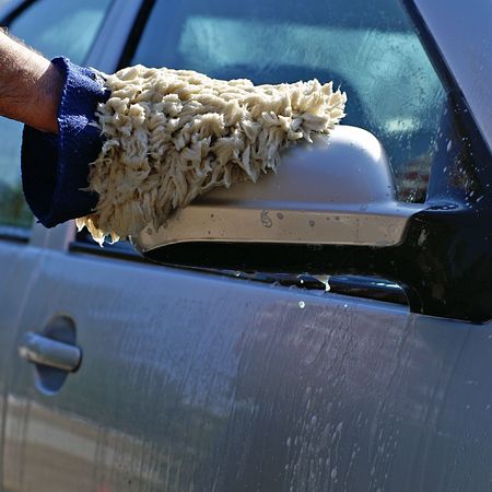 Cleaning the car after a road trip.の写真素材