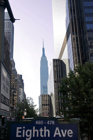 View of Empire State Building from Eighth Avenue in Midtown, New York City のeditorial素材