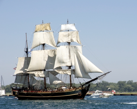 October 29, 2012 - Tall Ship HMS Bounty lost at sea in Hurricane Sandy - shown here sailing out of Toronto Harbour in August of 2010のeditorial素材