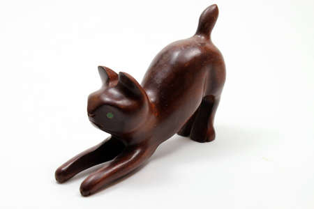 wooden catの写真素材