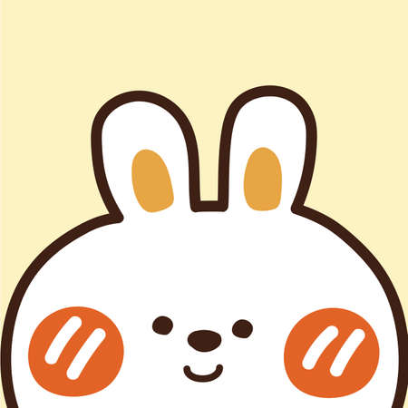 Cute white face head rabbit smiling. Cute animal. Cartoon character Design. Doodle. Hand drawn. Vector illustrationのイラスト素材