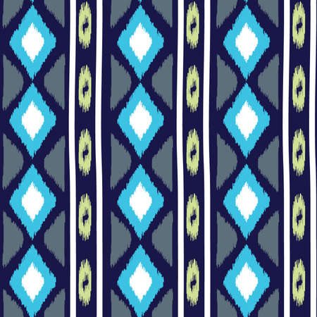 Ikat.Seamless pattern of ethnic vector.Abstract background.Embroidery.Image for carpet,quilt,shawl, pillow.Illustration.のイラスト素材