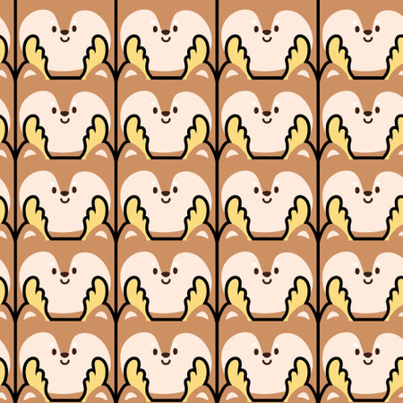 Seamless pattern of cute face deer background.Wild animal character design.のイラスト素材