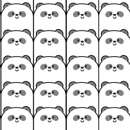 Repeat.Seamless pattern of cute panda face background. Bear character cartoon design.のイラスト素材