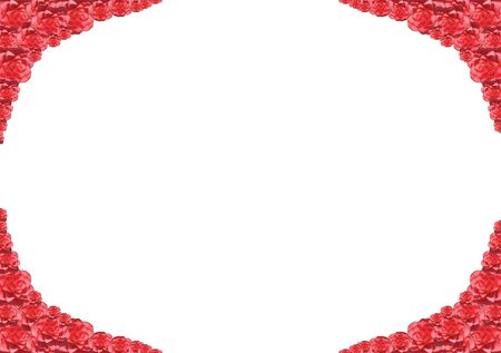 Rectangular four cornered red flower designed frameのイラスト素材