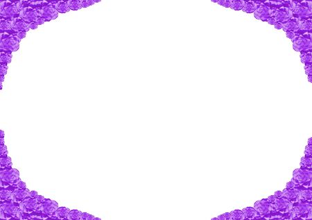 Rectangular four cornered purple flower designed frameのイラスト素材