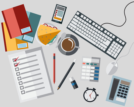 Set of Icon On Work Table with Flat Style Icon Vectorのイラスト素材