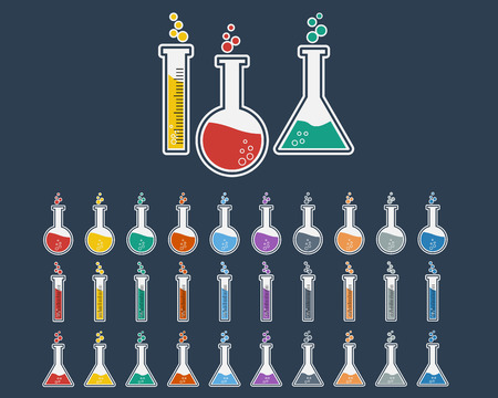 Colorful Laboratory Glass Lab Flask Icon Symbol Setのイラスト素材