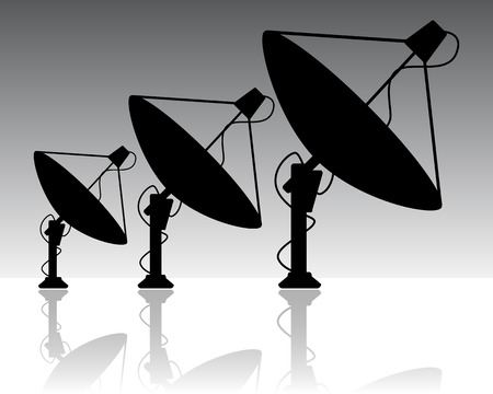 Satellite Dishes Silhouette with Reflectionのイラスト素材