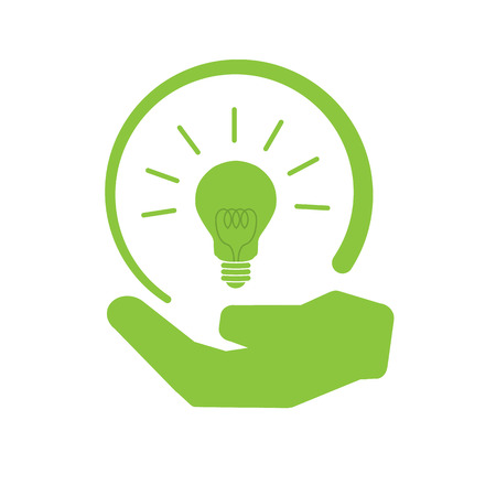 Light Bulb In Human Hand Green Eco Concept Vectorのイラスト素材