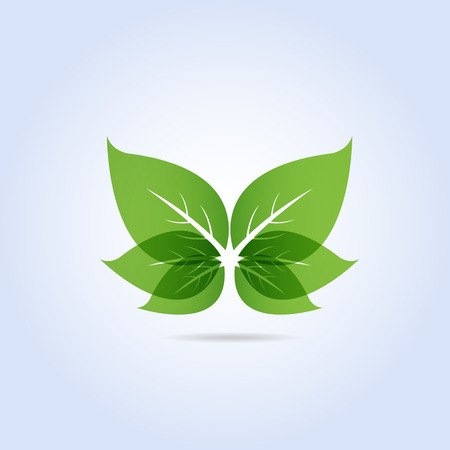 Green Leaf Symbol Butterfly Shape Vector Illustrationのイラスト素材